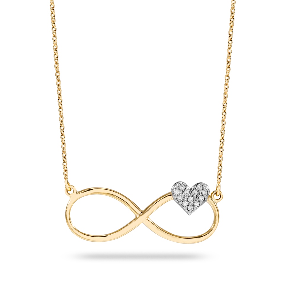 Solid Gold Fancy Heart, Infinity Necklace