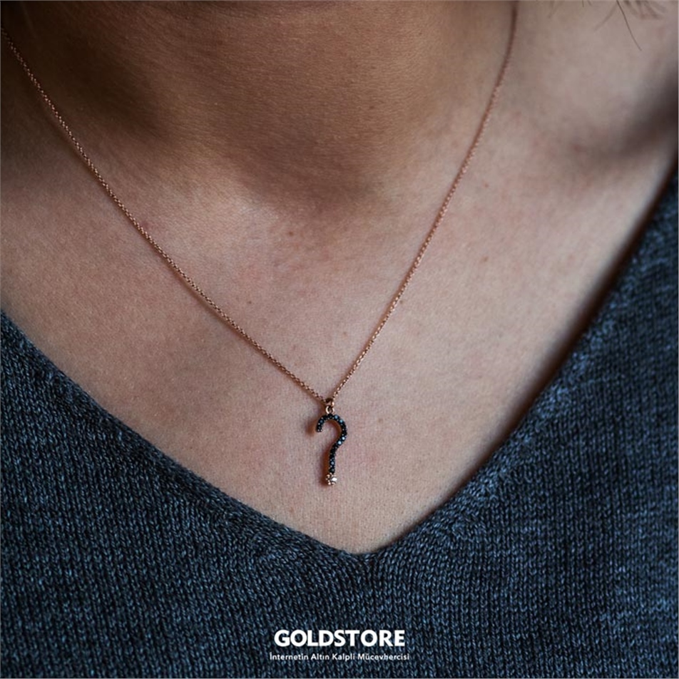 Solid Gold Question Mark Necklace