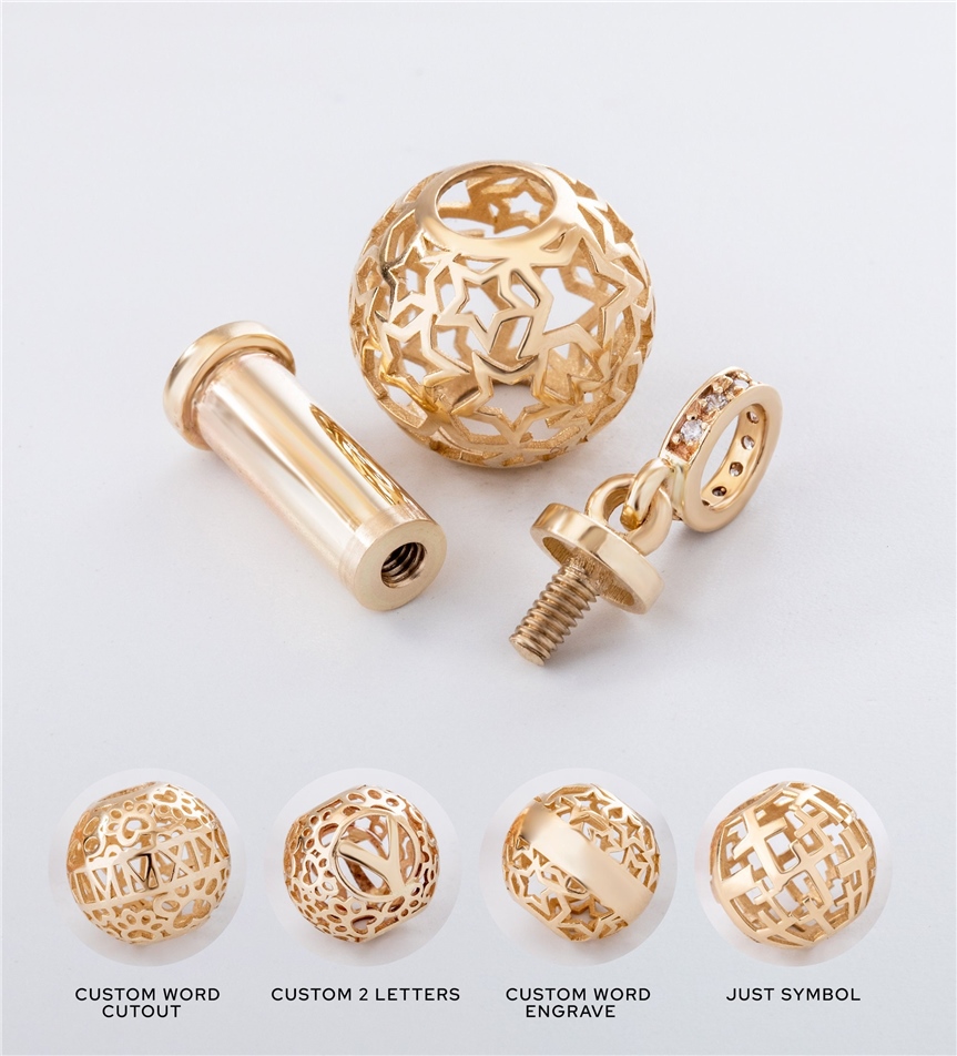 Solid Gold Star Pattern Sphere Urn Pendant