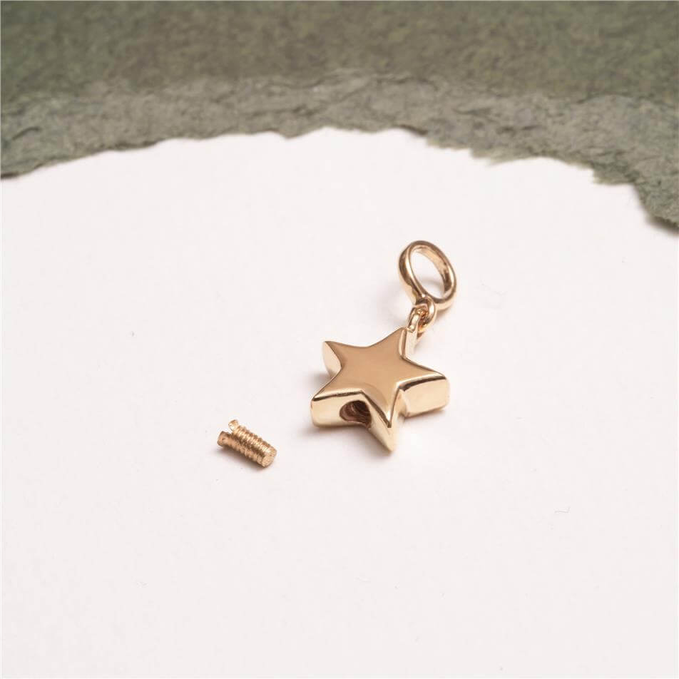 Solid Gold Star Urn Pendant