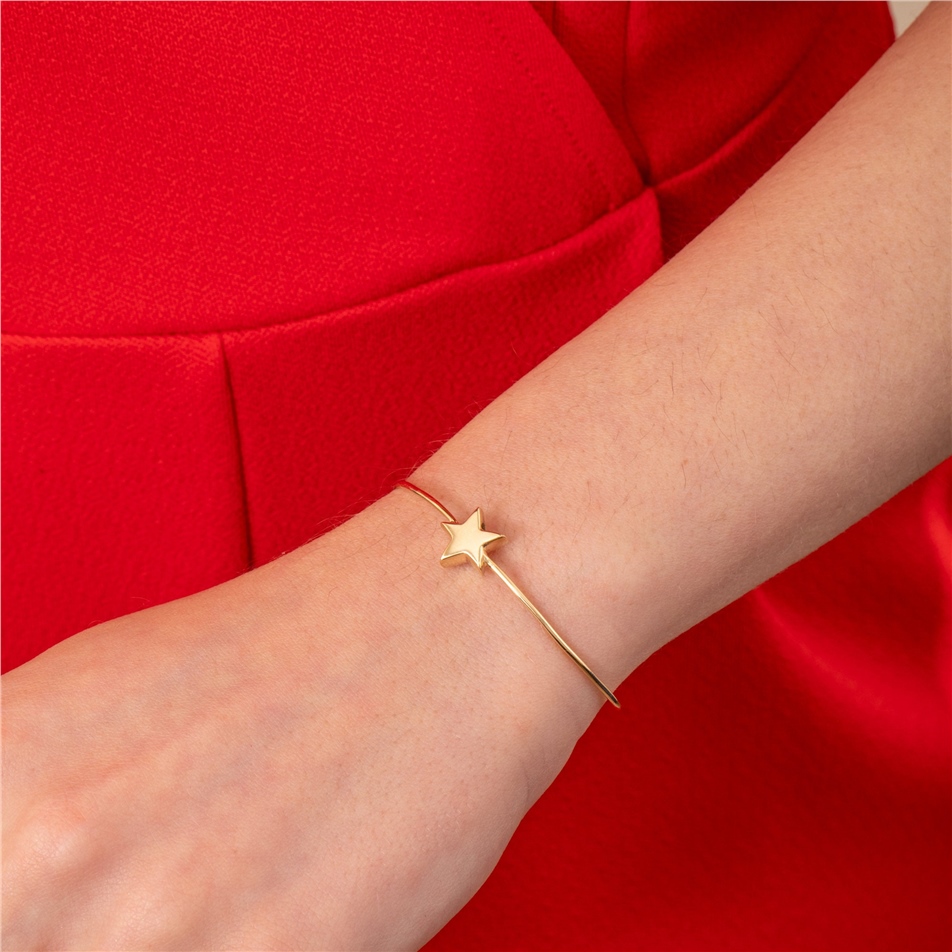 Solid Gold Star Urn Bangle Bracelet