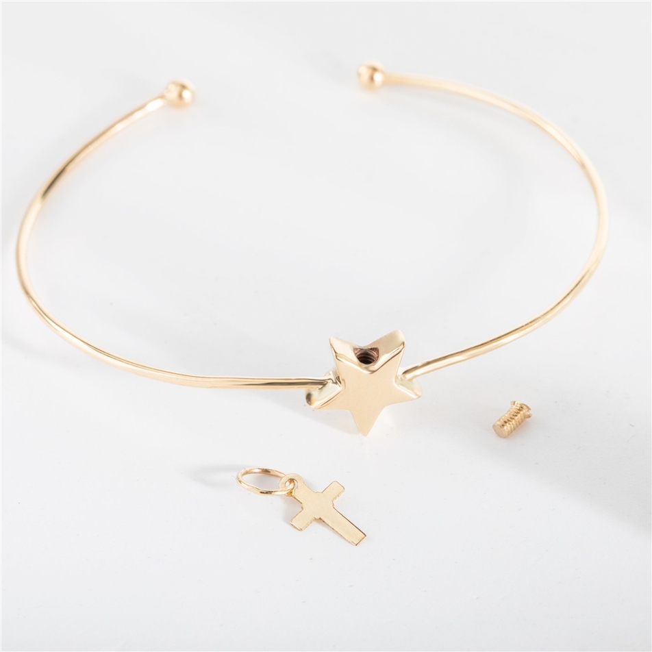 Solid Gold Star Urn Bangle Bracelet