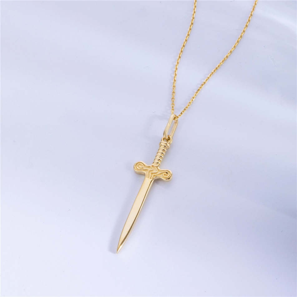 Solid Gold Sword Pendant