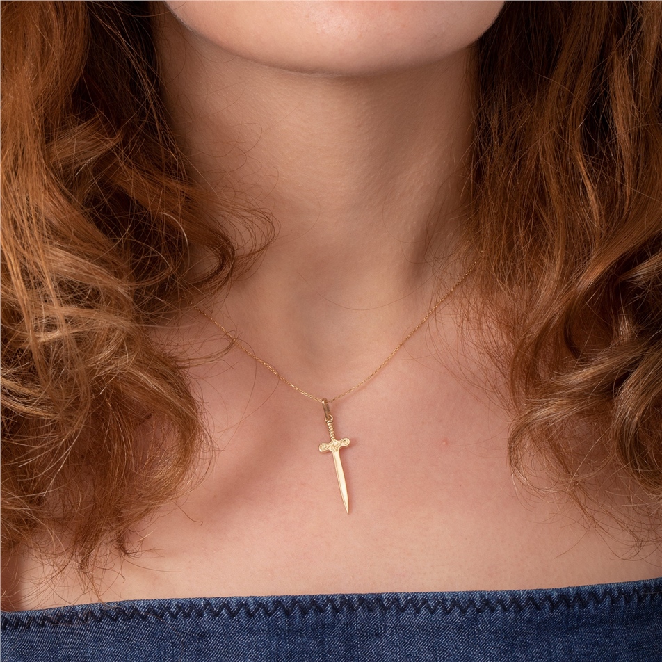 Solid Gold Sword Pendant