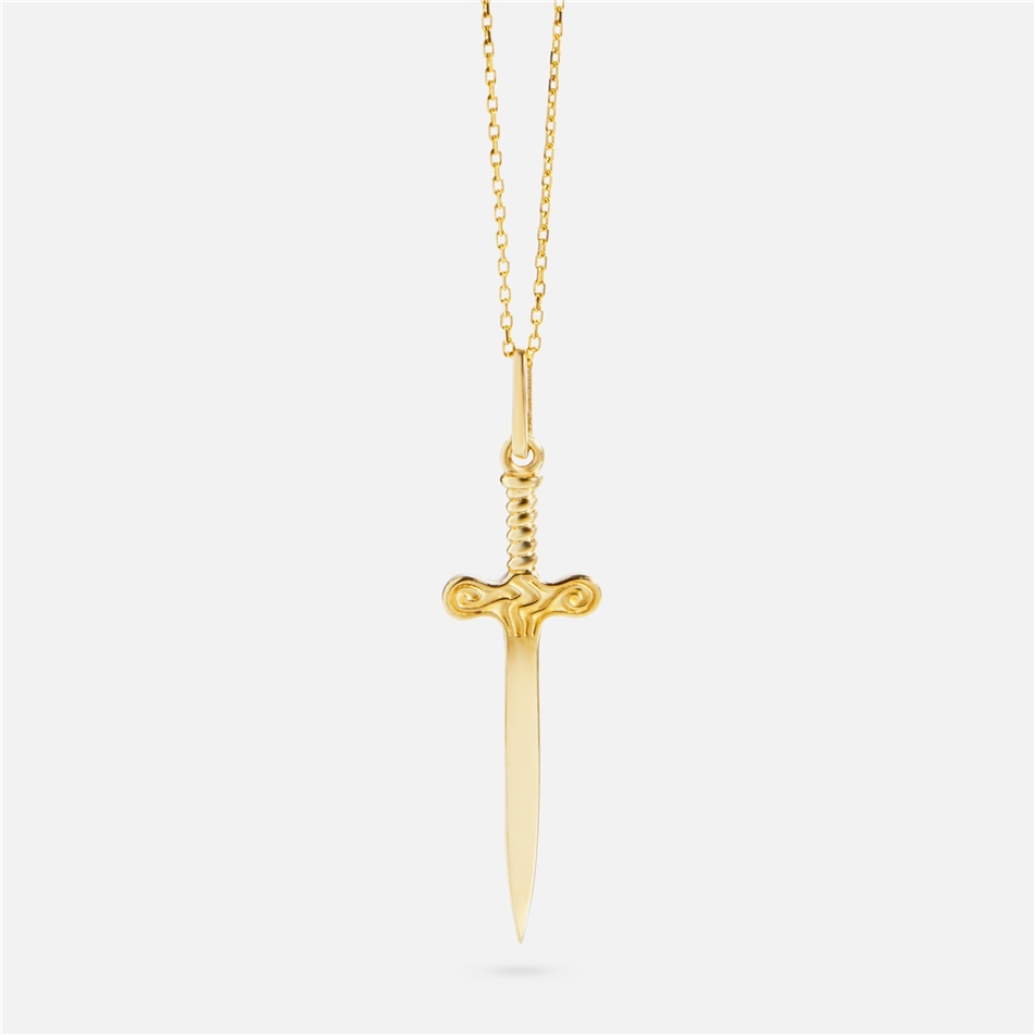 Solid Gold Sword Pendant