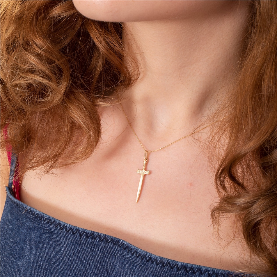 Solid Gold Sword Pendant