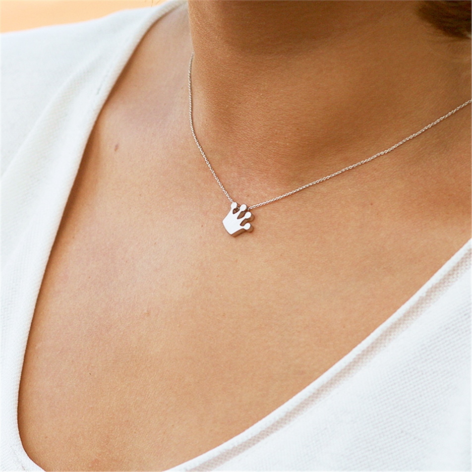 Solid Gold Crown Necklace