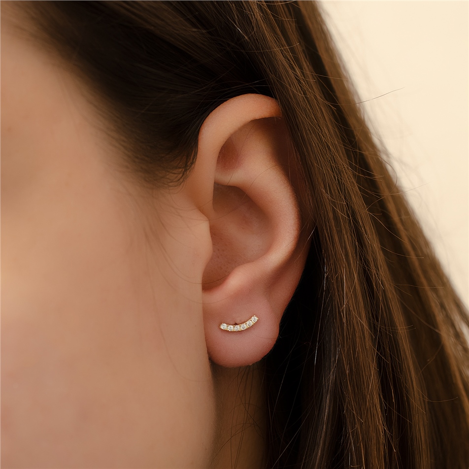 Solid Gold Bow Earring