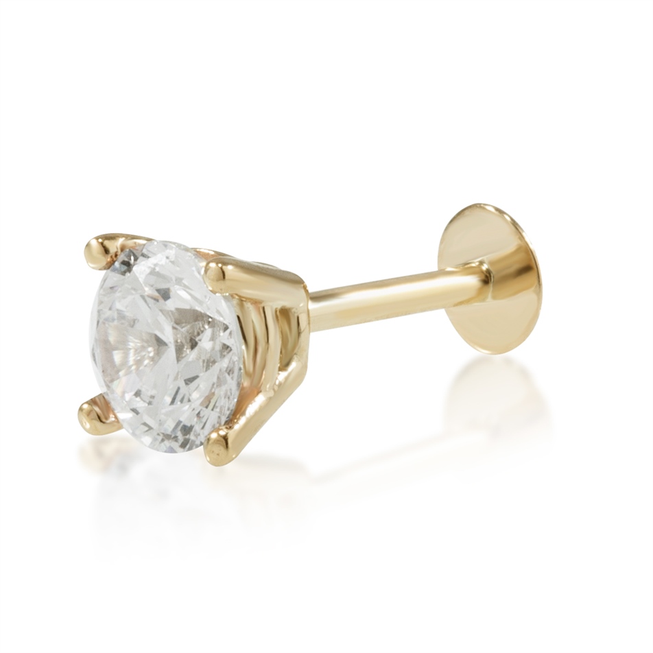 Solid Gold Solitaire Piercing