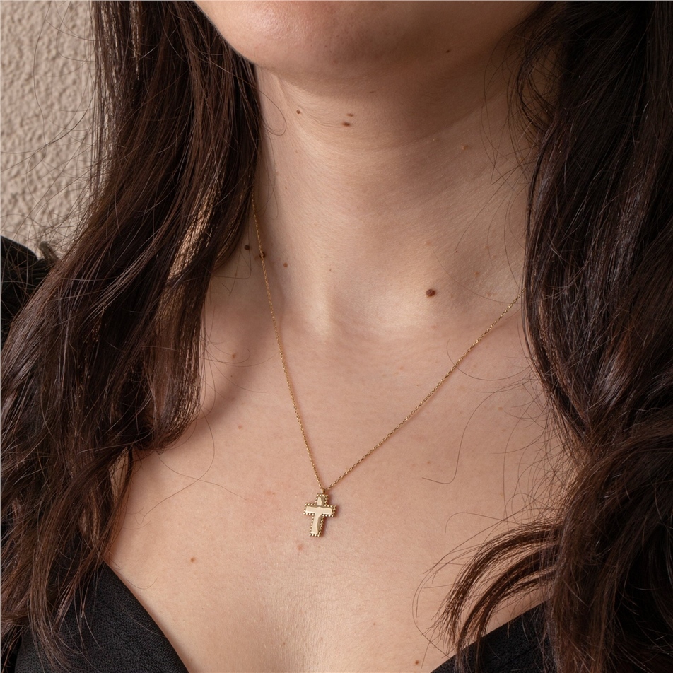Solid Gold Tiny Cross Necklace 