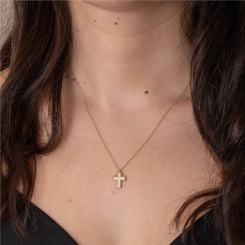 Solid Gold Tiny Cross Necklace 
