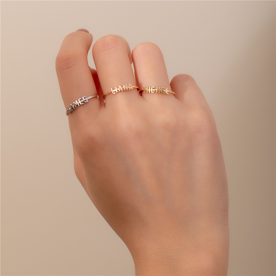 Solid Gold Tiny Name Ring