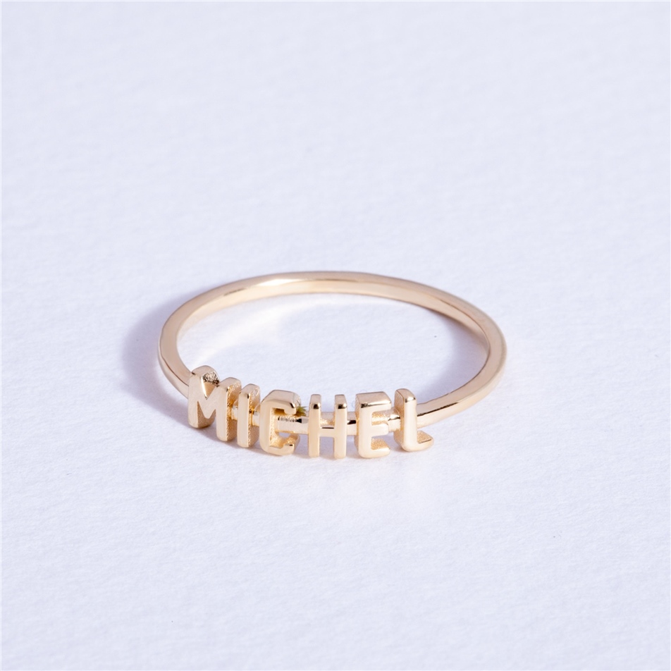 Solid Gold Tiny Name Ring