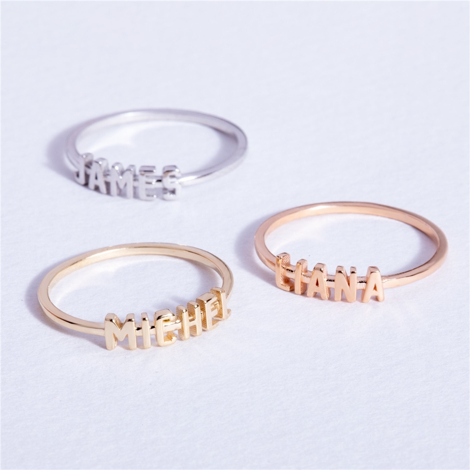 Solid Gold Tiny Name Ring
