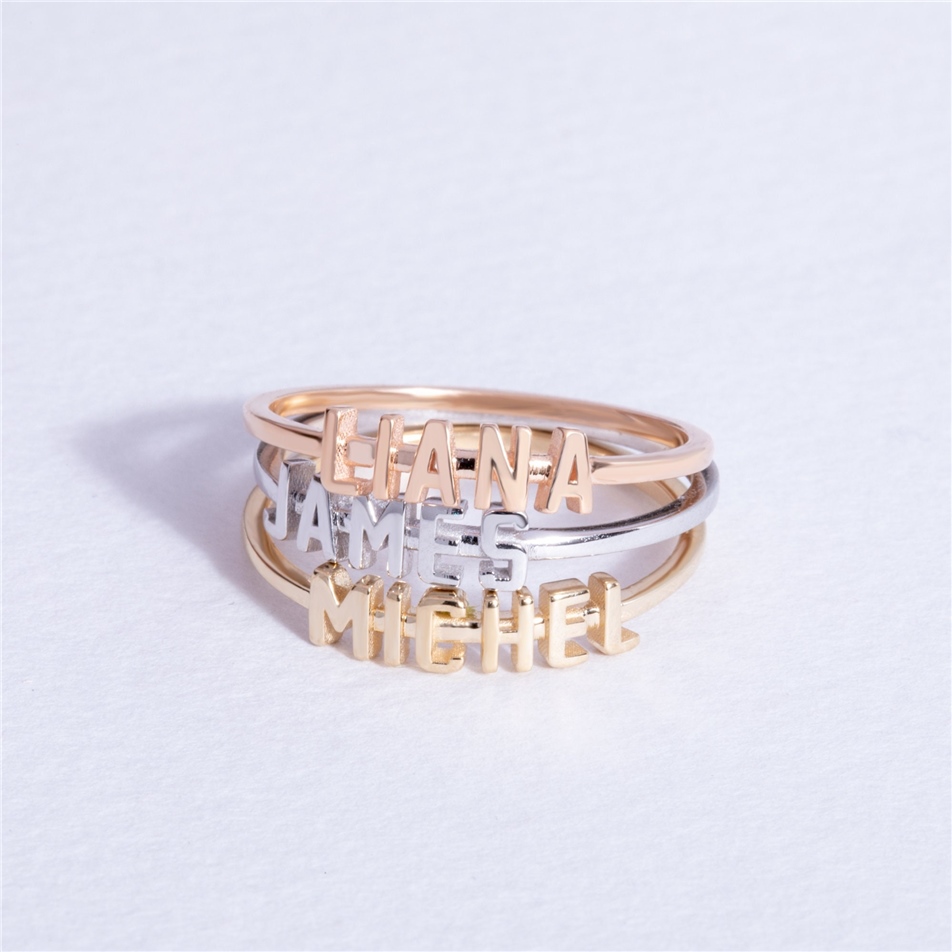 Solid Gold Tiny Name Ring
