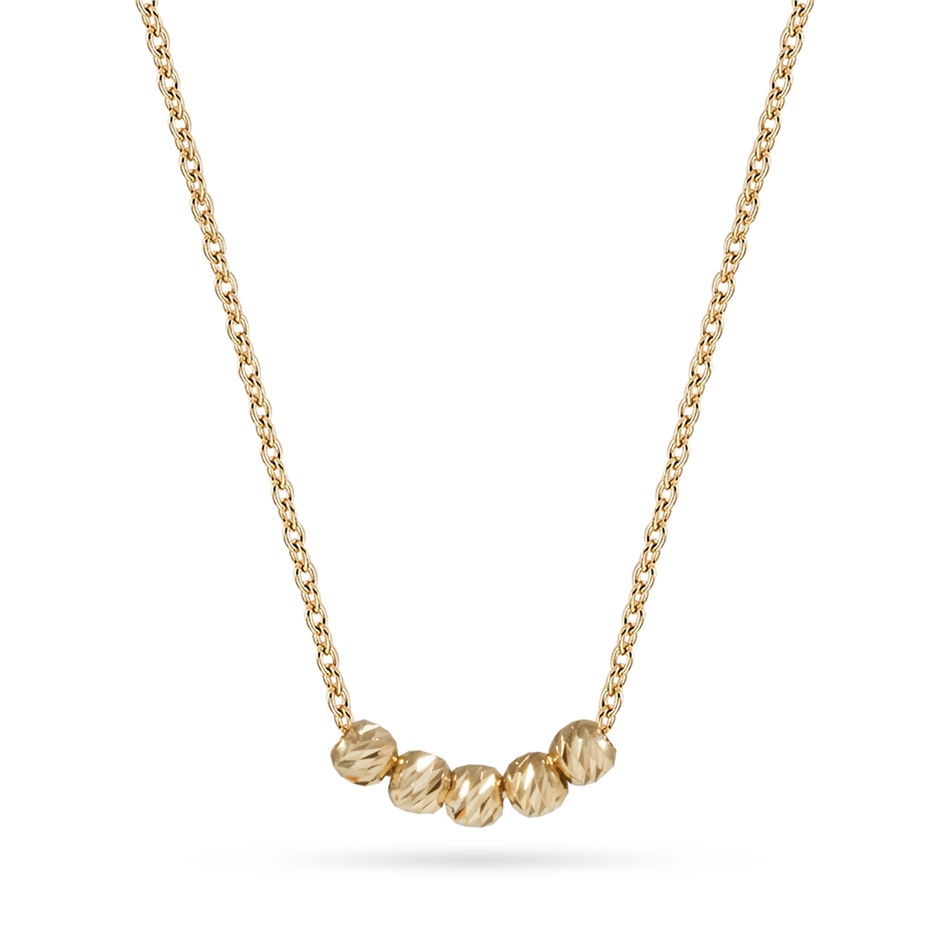 Solid Gold Ball Beaded Necklace