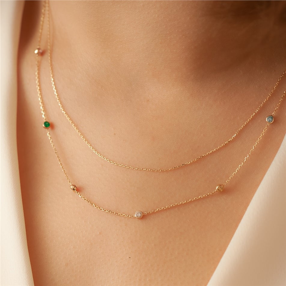 Solid Gold Ball Beaded Necklace