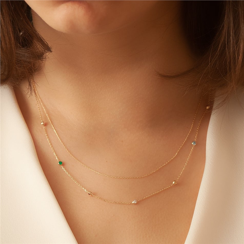 Solid Gold Ball Beaded Necklace