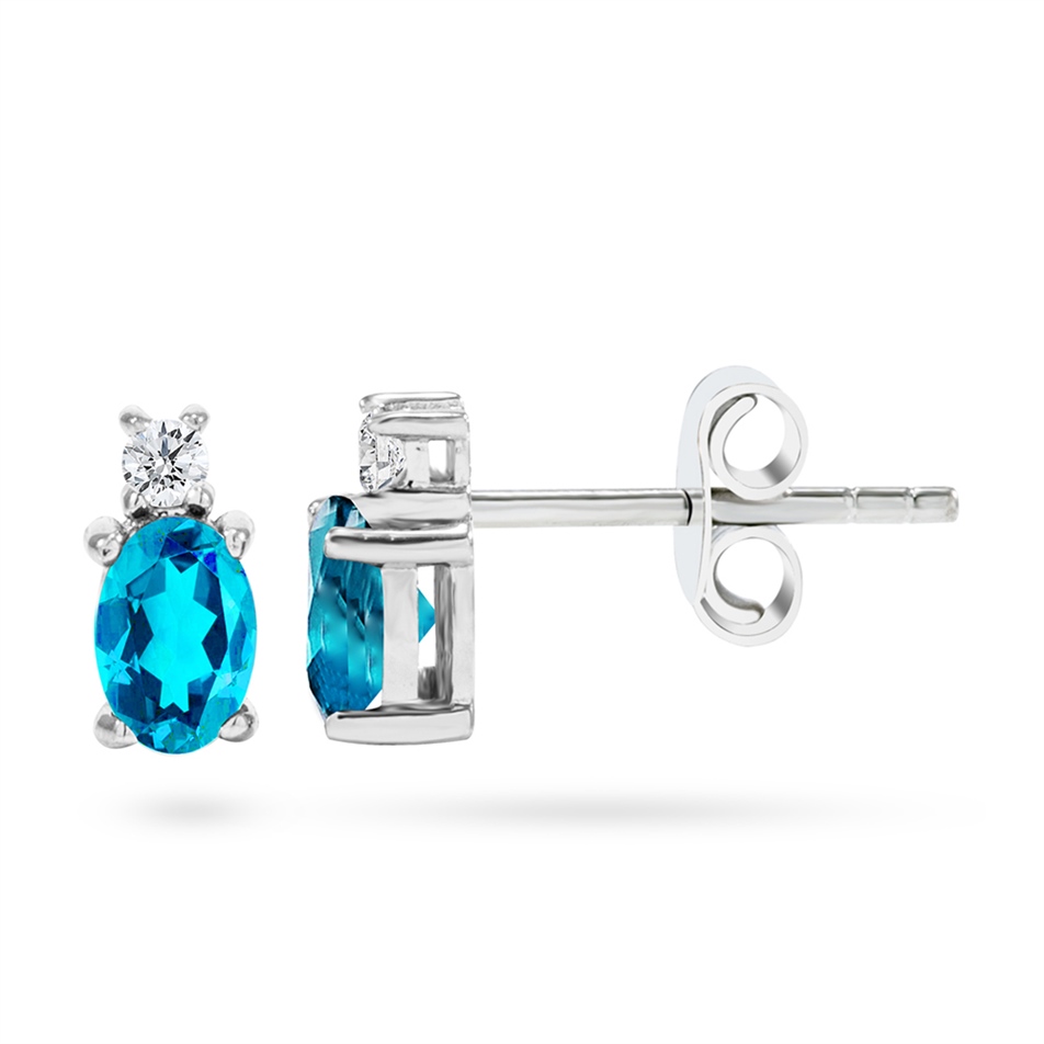 Goldstore-Topaz Taşlı 0.08 ct. Pırlanta Küpe