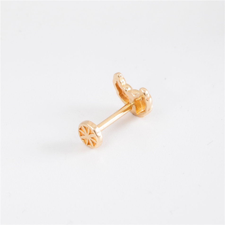 Solid Gold Croissant Tragus Earring