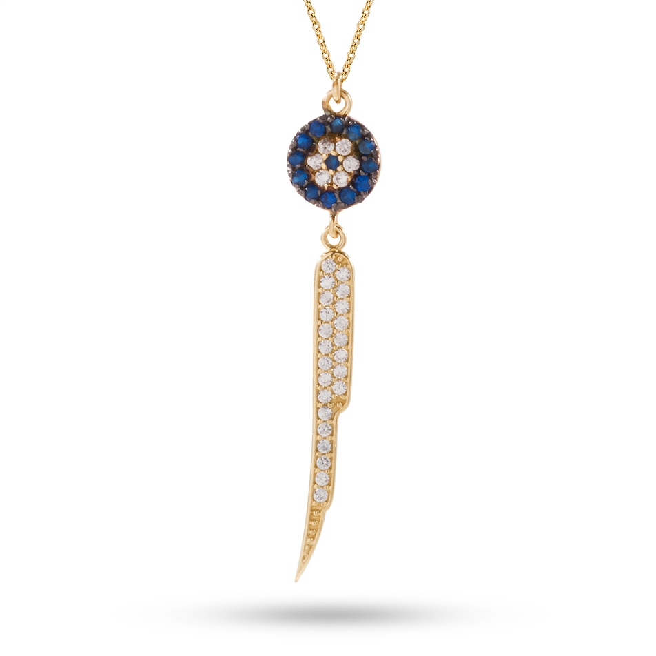Solid Gold Evil Eye Necklace