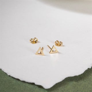 Solid Gold Triangle Stud Earrings
