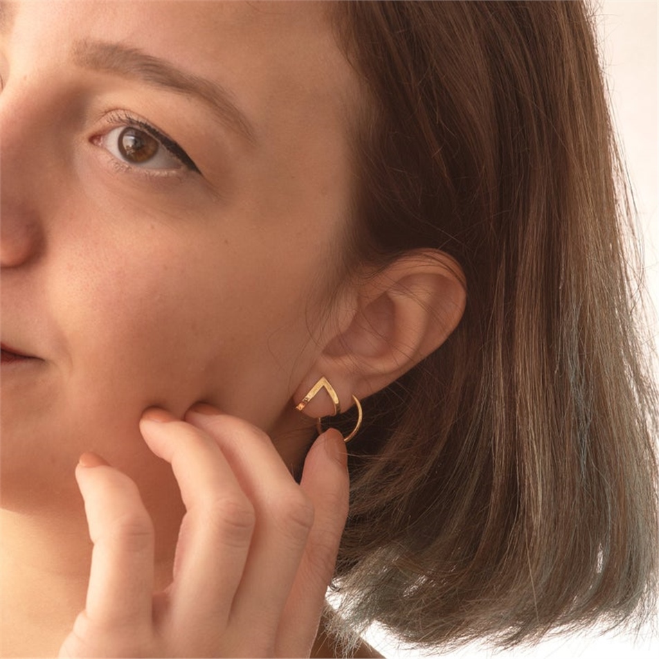 Solid Gold Triangle Earring