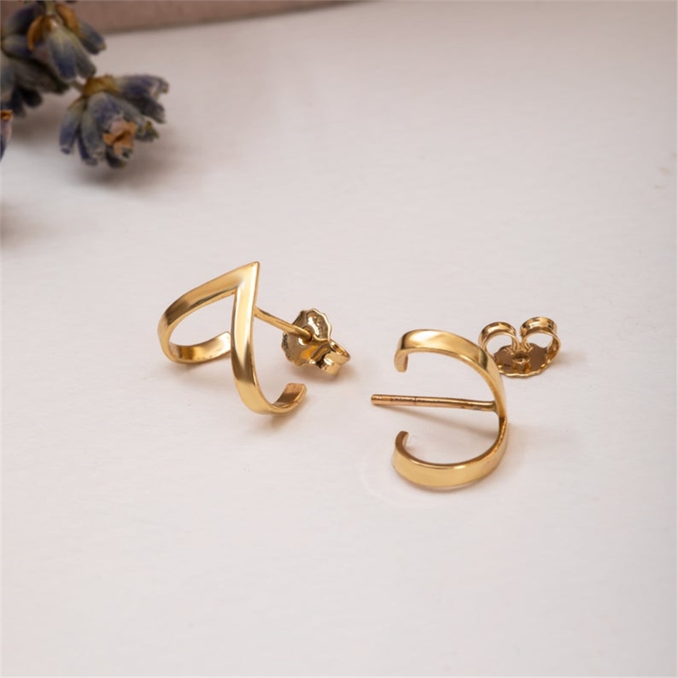 Solid Gold Triangle Earring