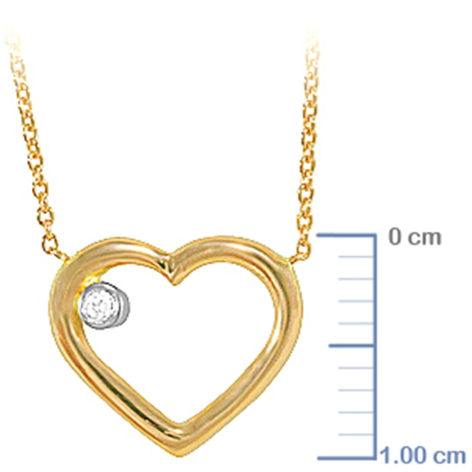 Solid Gold 0.01 ct. Diamond Heart Necklace