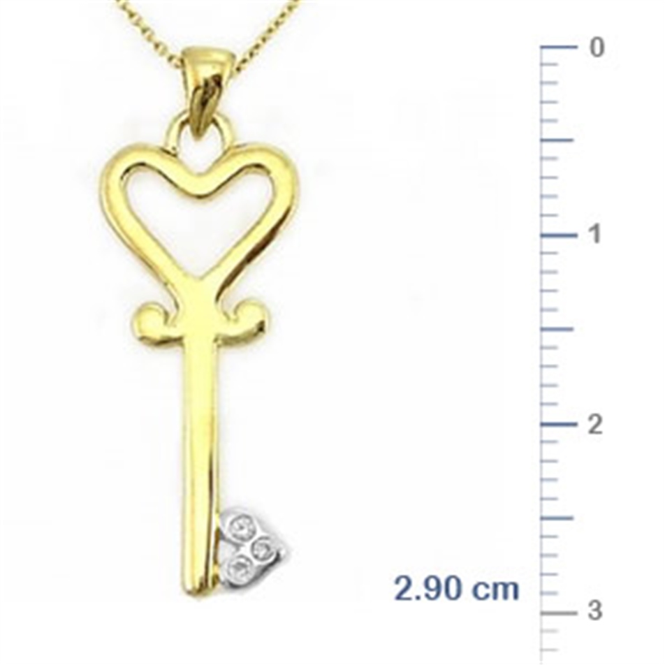 Solid Gold 0.02 ct. Diamond Key Necklace