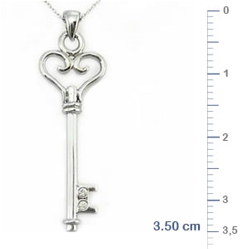 Solid Gold 0.02 ct Diamond Key Necklace