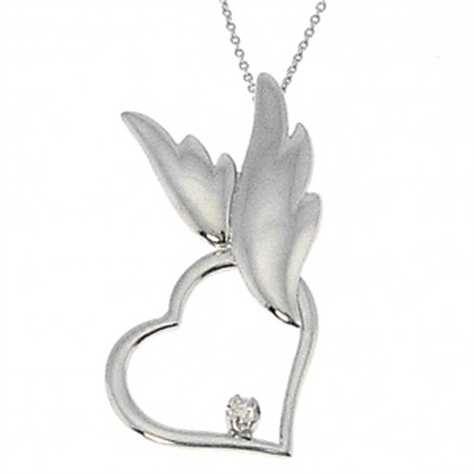 Solid Gold 0.02 ct. Diamond Heart Necklace