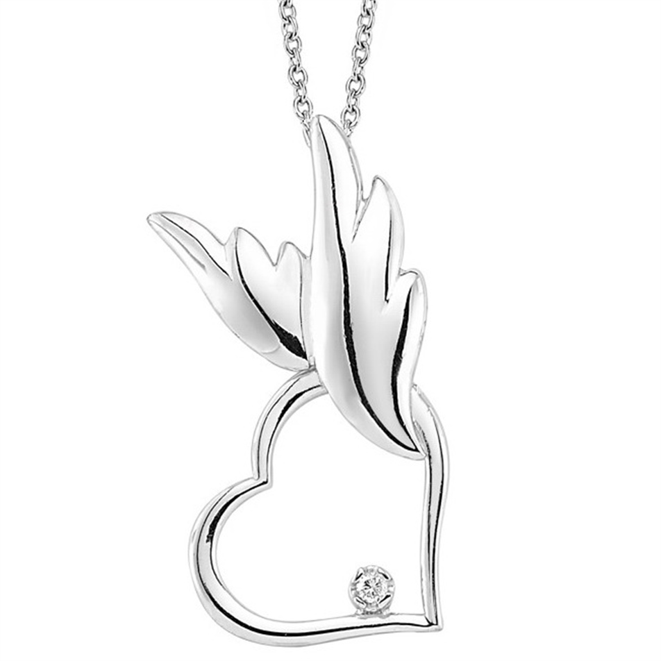 Solid Gold 0.02 ct. Diamond Heart Necklace