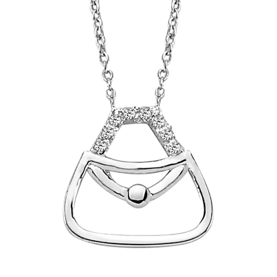 Solid Gold 0.03 ct. Diamond Bag Necklace