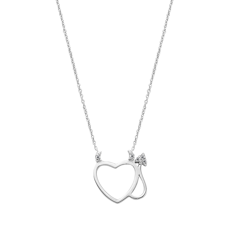Solid Gold 0.03 ct. Diamond Heart Necklace