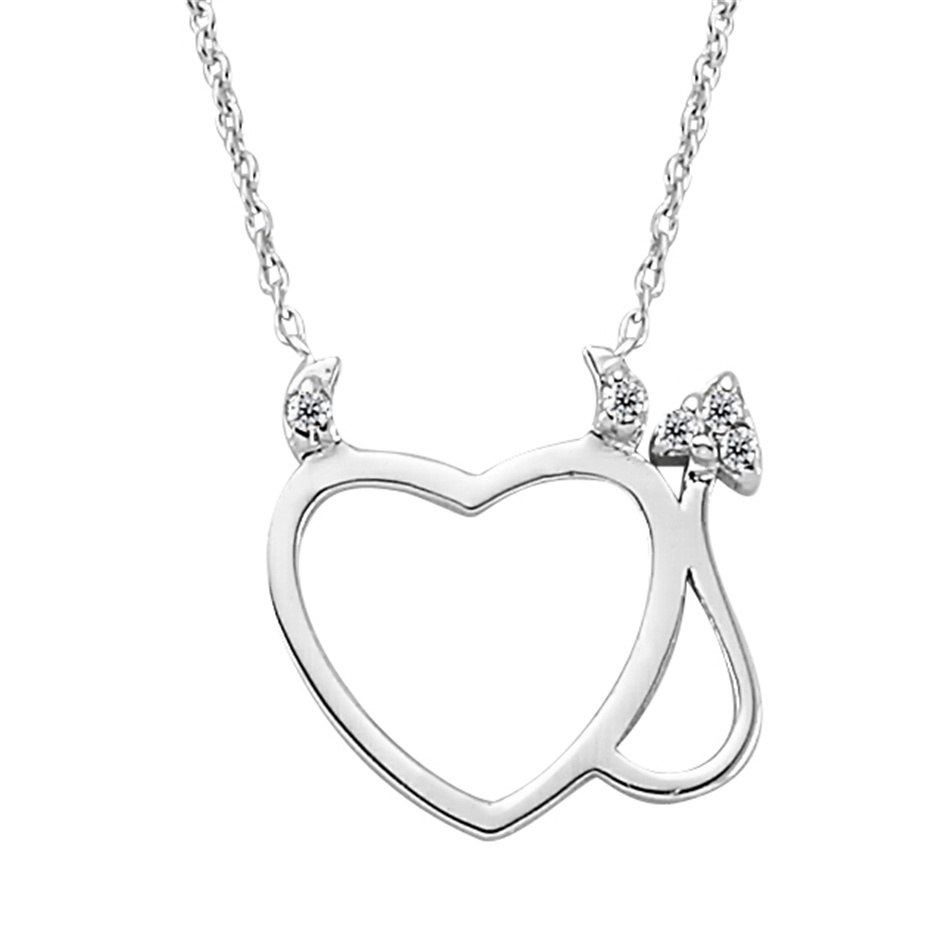 Solid Gold 0.03 ct. Diamond Heart Necklace