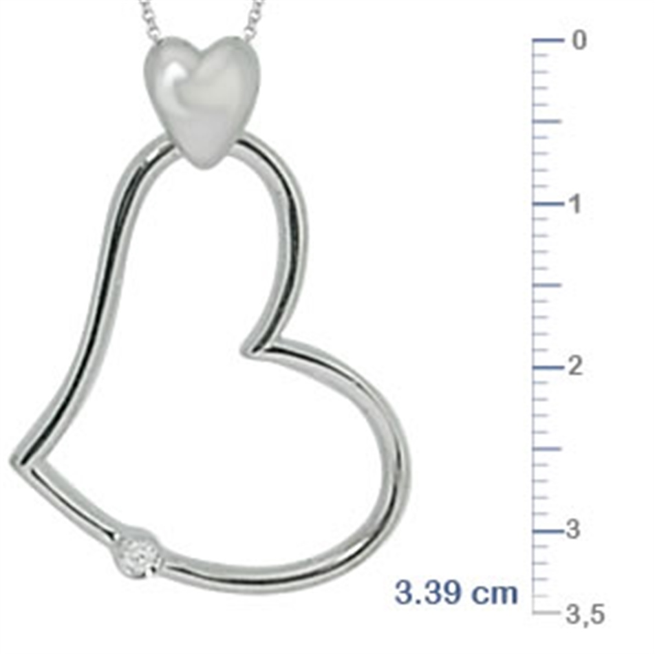 Solid Gold 0.03 ct. Diamond Heart Necklace