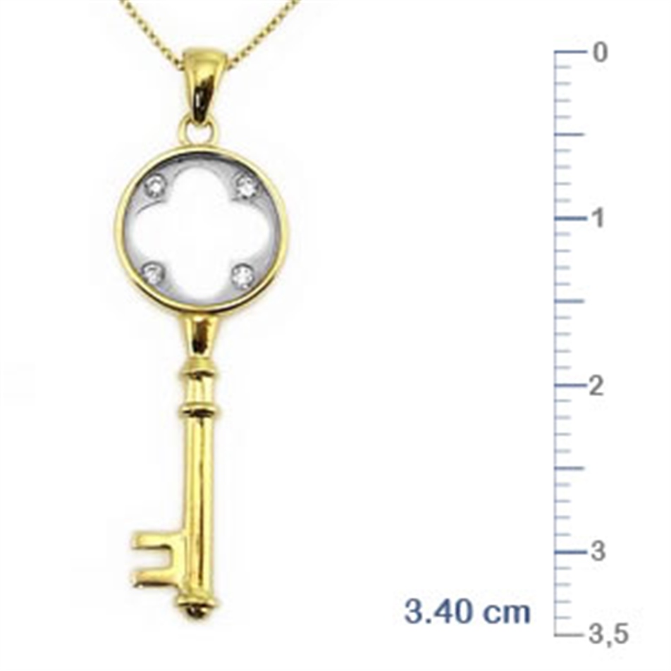 Solid Gold 0.04 ct Diamond Key Necklace
