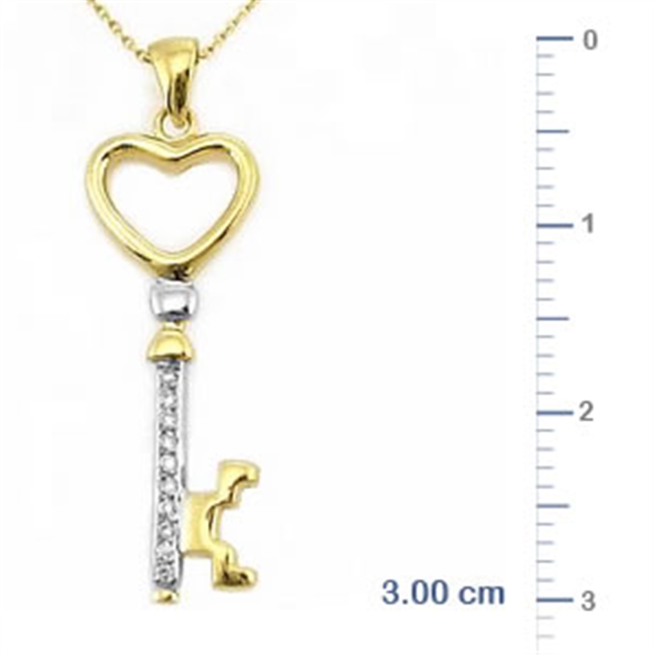 Solid Gold 0.04 ct Diamond Key Necklace