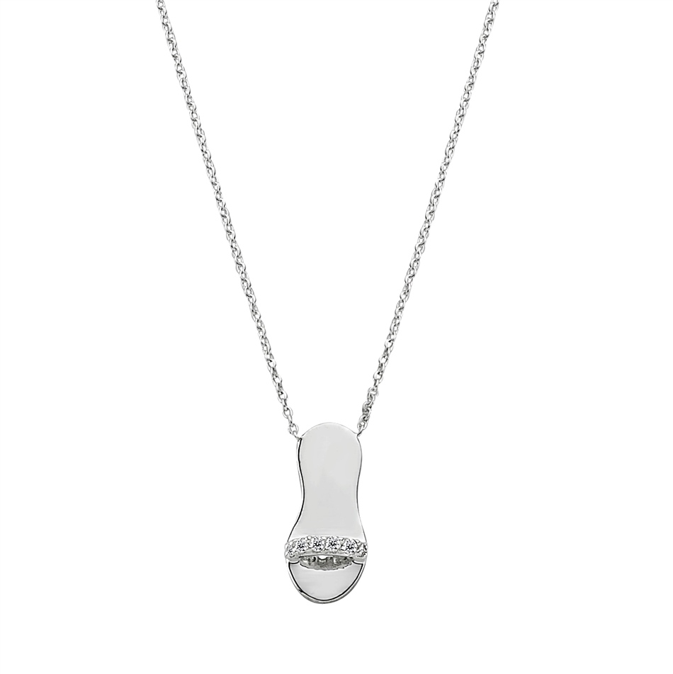 Solid Gold 0.04 ct. Diamond Slipper Necklace
