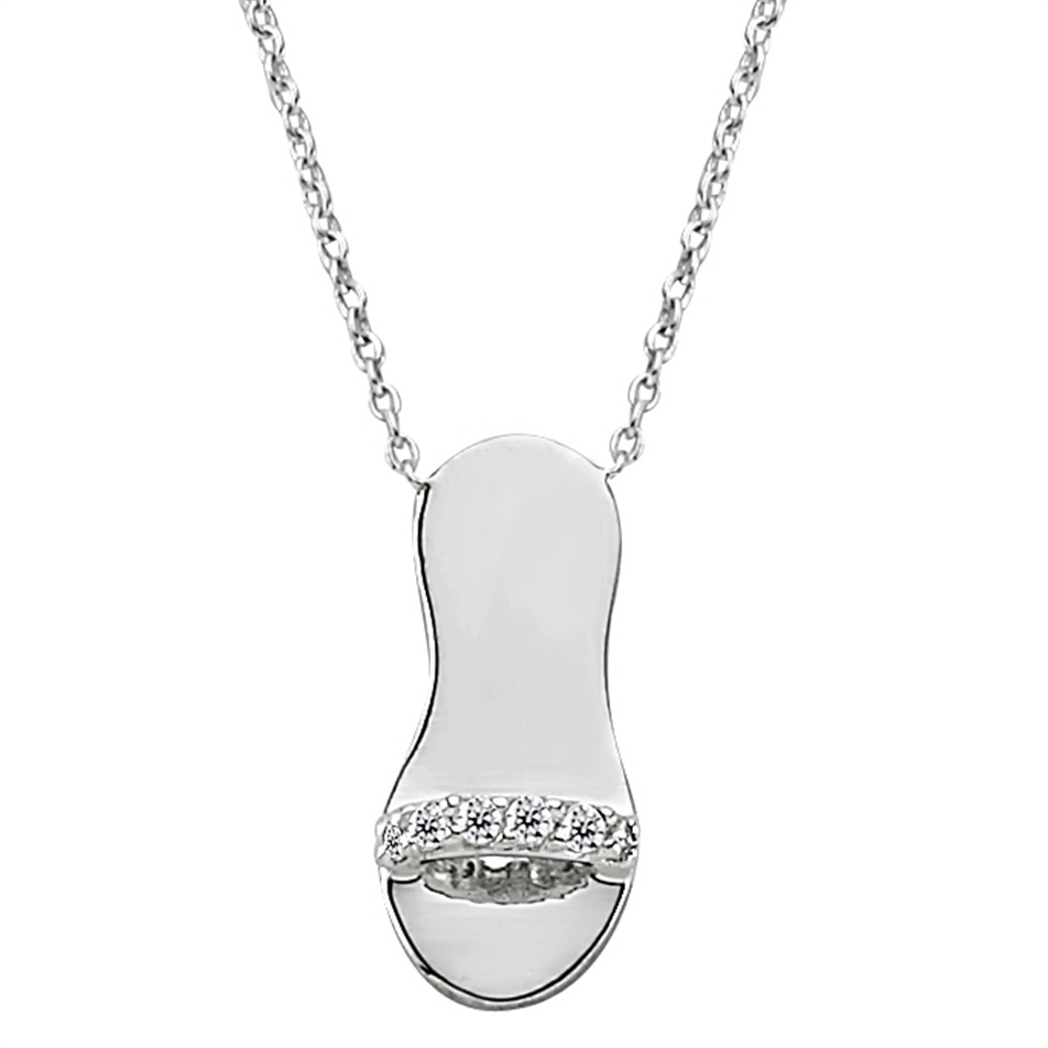 Solid Gold 0.04 ct. Diamond Slipper Necklace