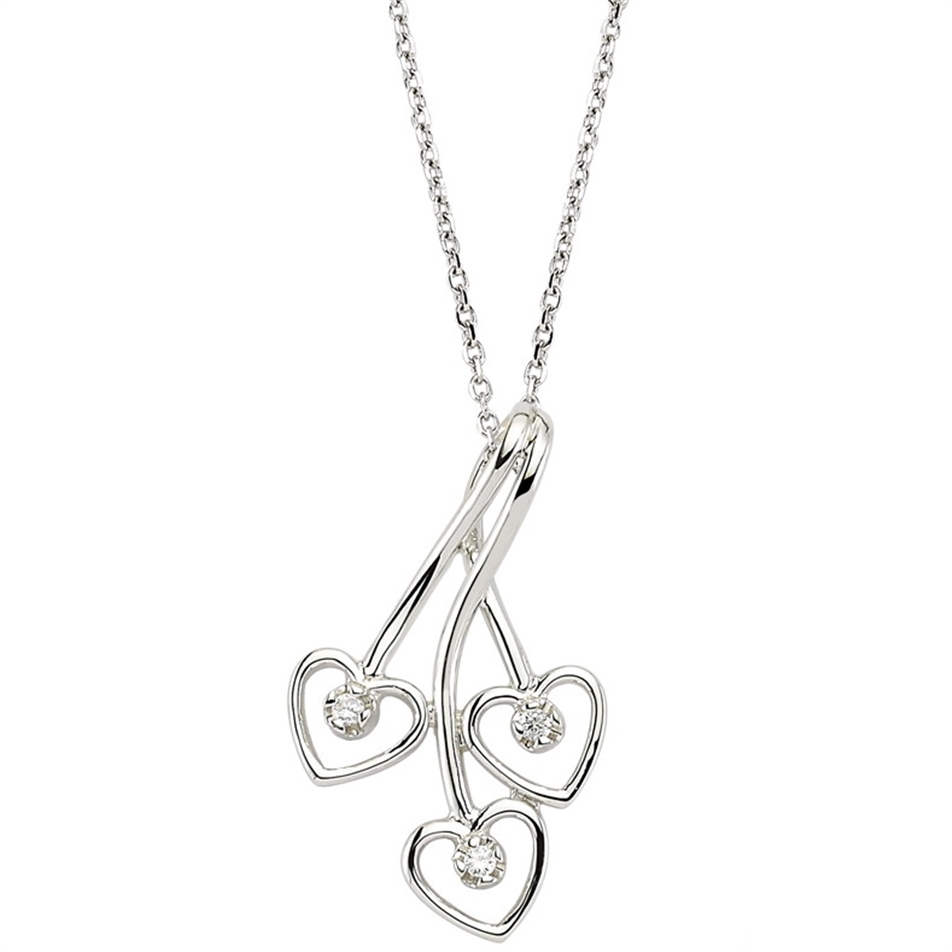 Solid Gold 0.04 ct Diamond Tria Heart Necklace