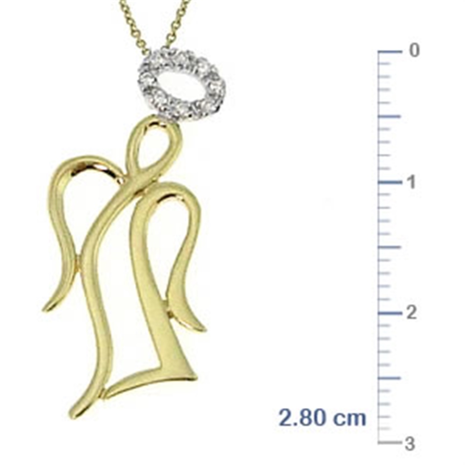 Solid Gold 0.04 ct. Diamond Angel Necklace