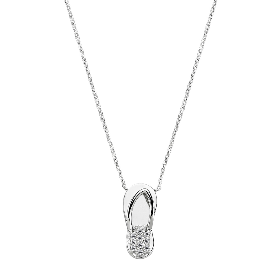 Solid Gold 0.05 ct. Diamond Slipper Necklace