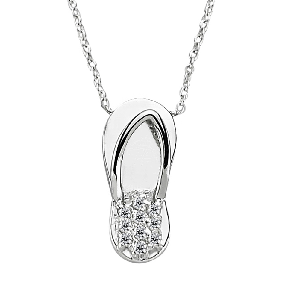 Solid Gold 0.05 ct. Diamond Slipper Necklace