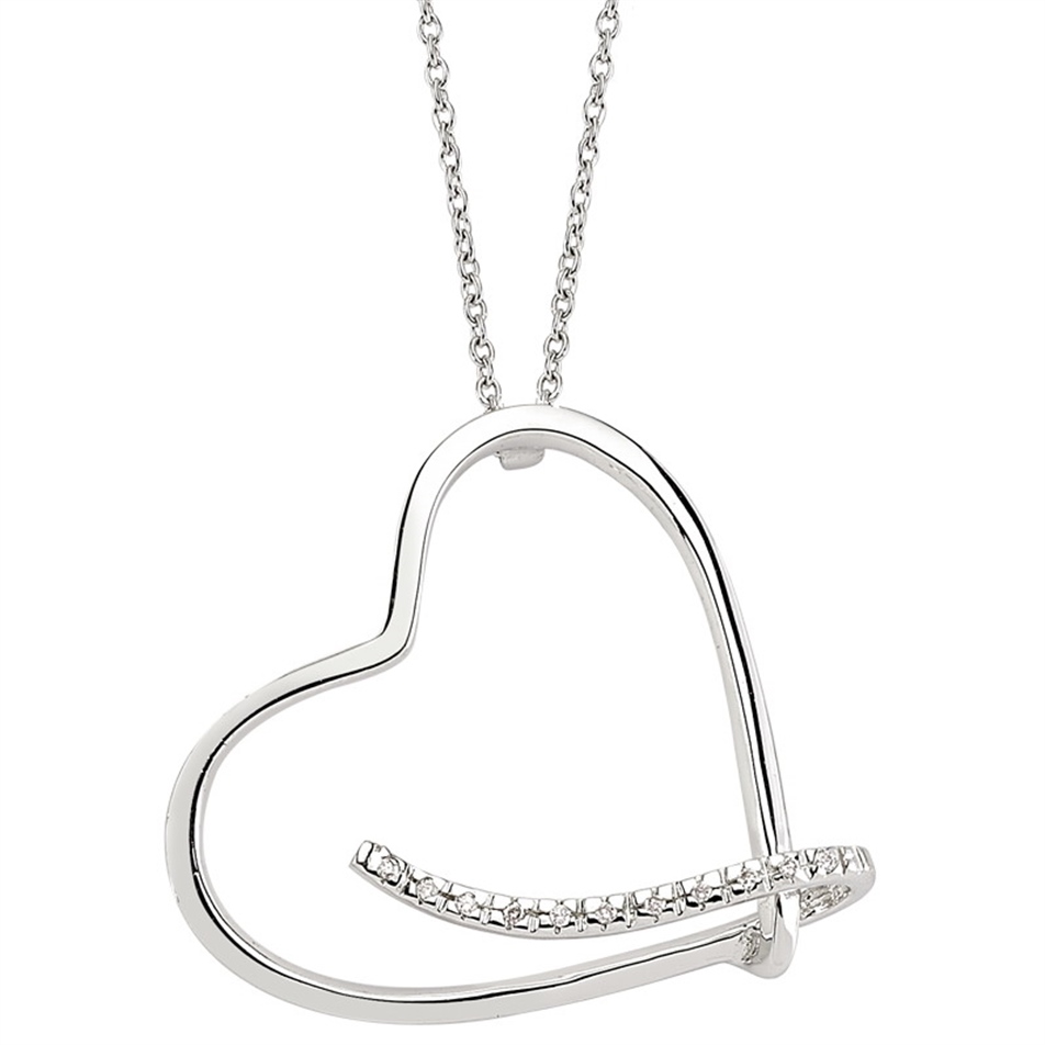 Solid Gold 0.05 ct. Diamond Heart Necklace