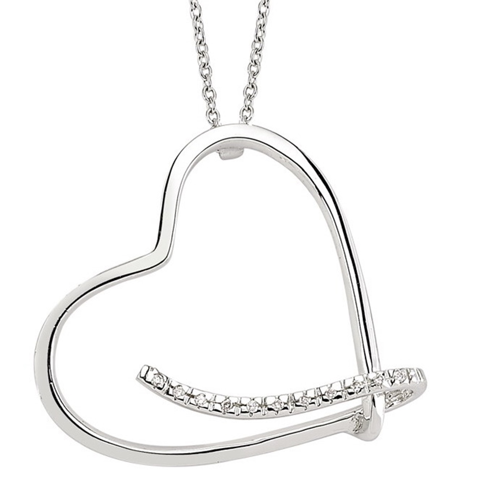 Solid Gold 0.05 ct. Diamond Heart Necklace