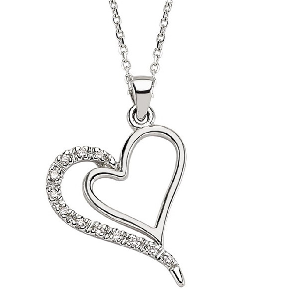 Solid Gold 0.08 ct. Diamond Heart Necklace