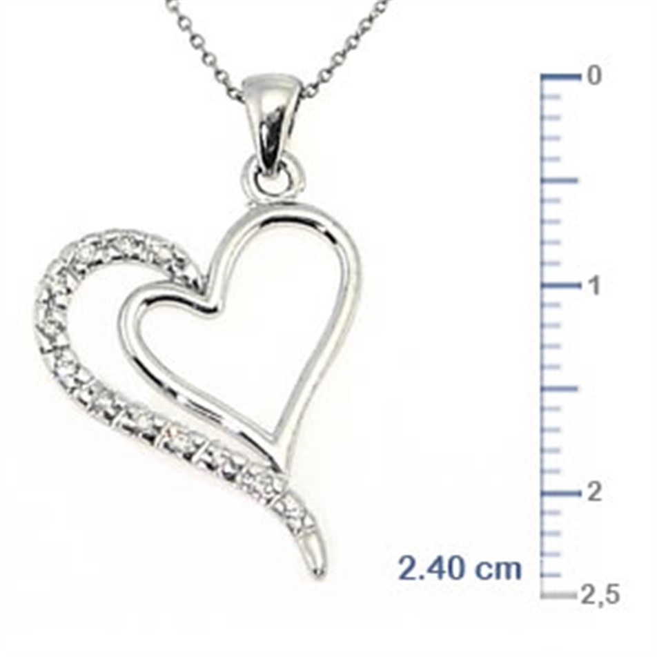 Solid Gold 0.08 ct. Diamond Heart Necklace