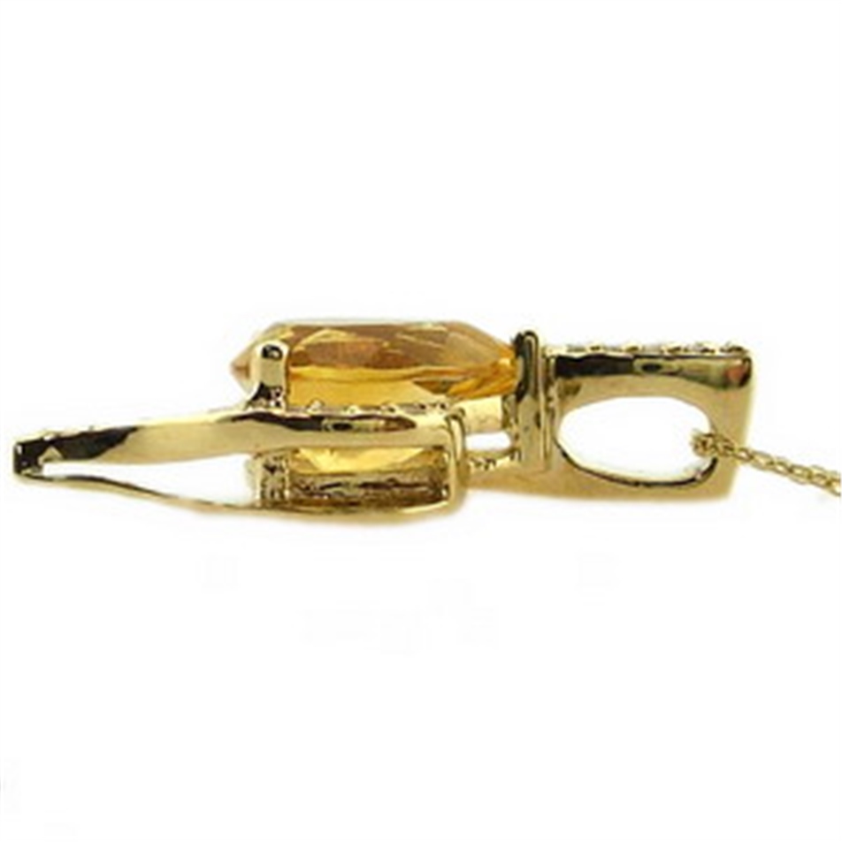 Solid Gold 0.08 ct. Diamond Citrine Necklace